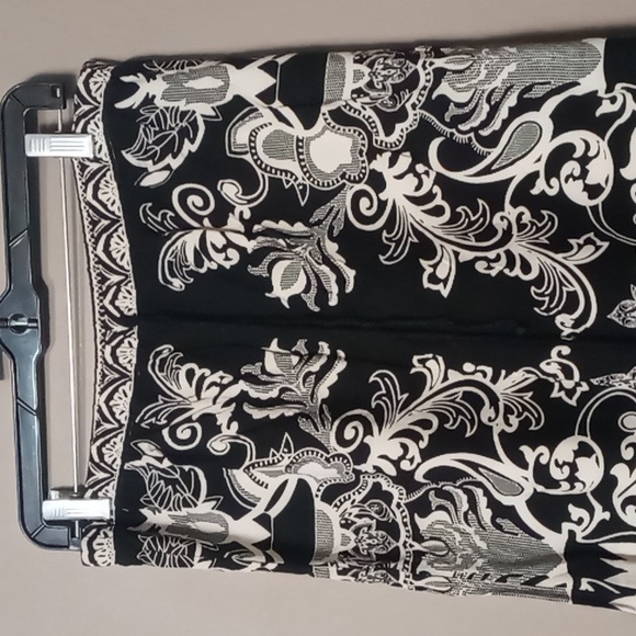 Flying Tomato Black/Cream Wide Leg Rayon Pants w Front Tie L - Picture 4 of 7